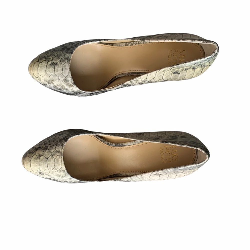 Saks Fifth Avenue SELINA Snakeskin Reptile Pumps 9 - Picture 3 of 16